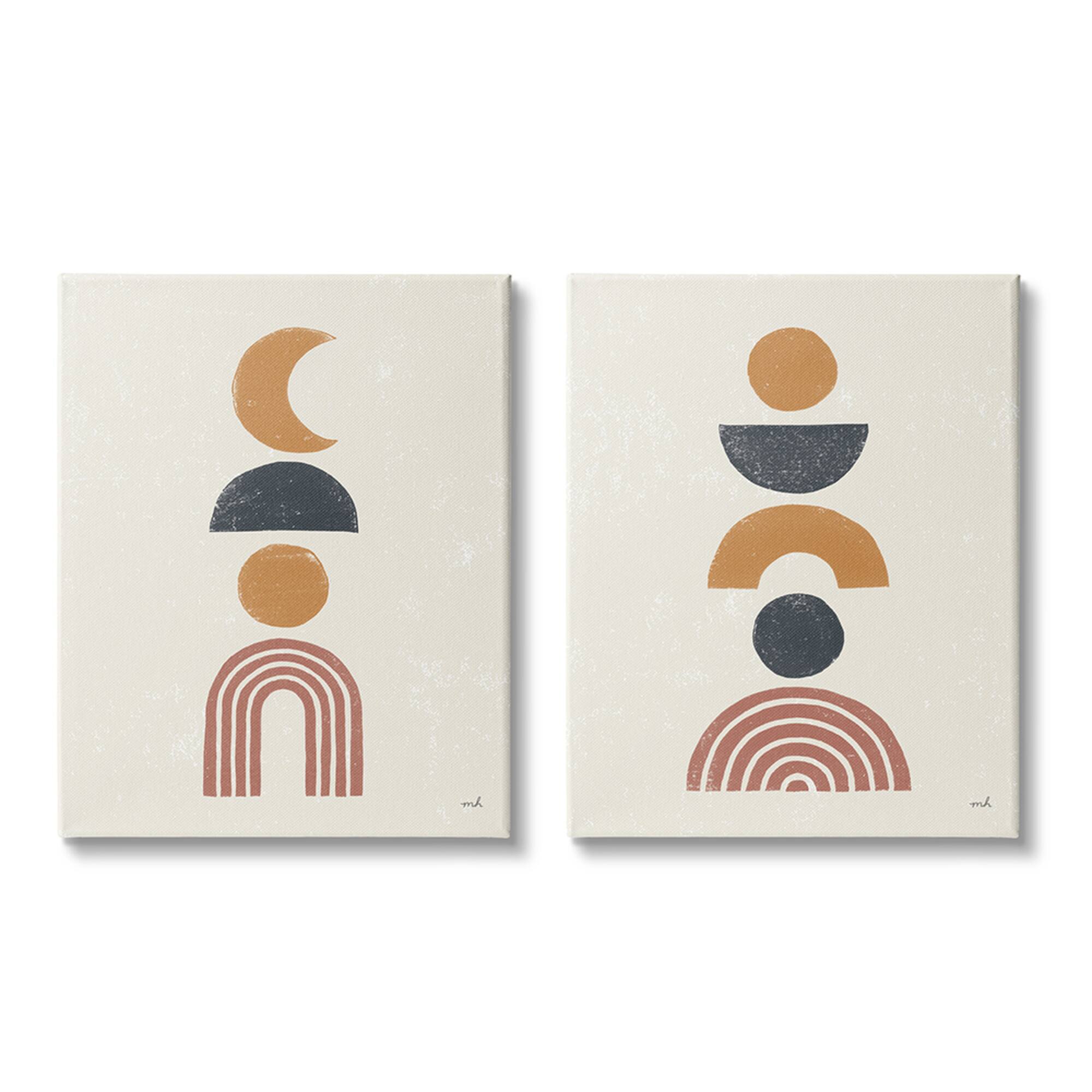 Stupell Industries Sun and Moon Bohemian Symbols Neutral Primary Canvas Wall Art